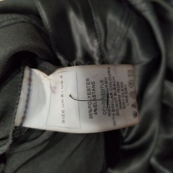 Maniere De Voir Leather Flared Trousers Black High Rise Pants Size 4 - Picture 5 of 11